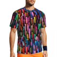 thumbnail image 1 of Multi Geo Print T-Shirt Man Watercolor Stripes Streetwear Sports T Shirts Quick Dry Beach, 1 of 4