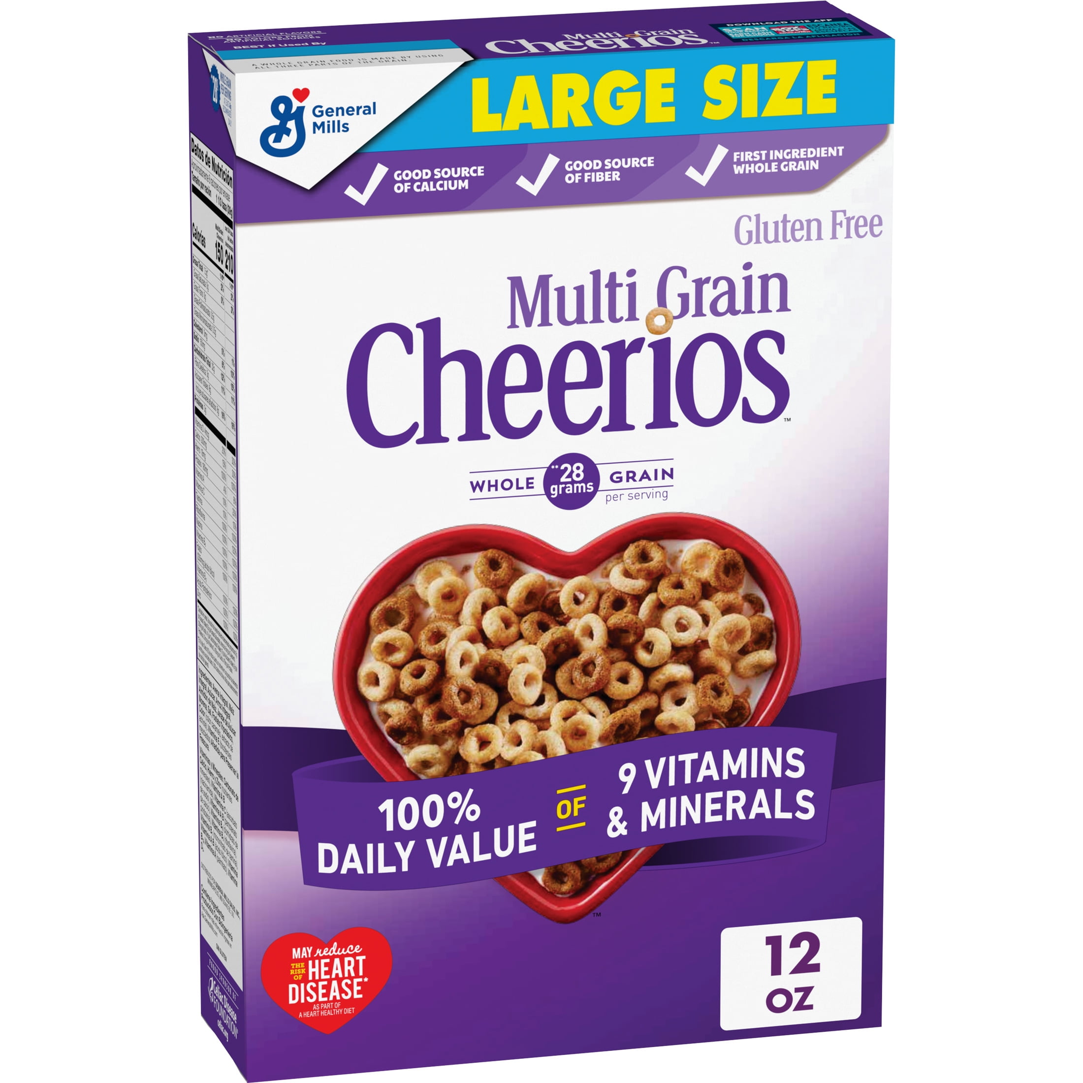 Multi Grain Cheerios, Heart Healthy Breakfast Cereal, Large Size, 12 oz