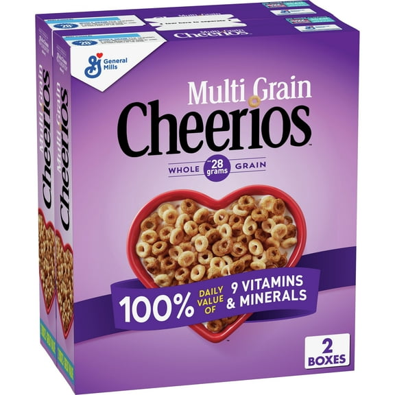 Multi Grain Cheerios Heart Healthy Cereal, 18.75 OZ Cereal Box (Pack of 2)