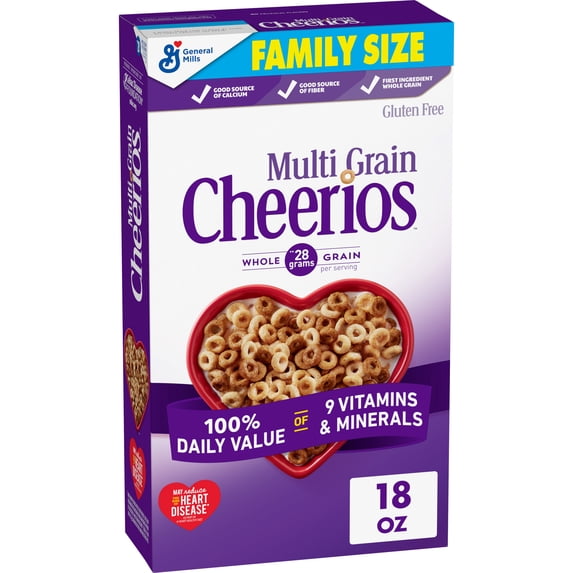 Multi Grain Cheerios, Heart Healthy Breakfast Cereal, Family Size, 18 oz