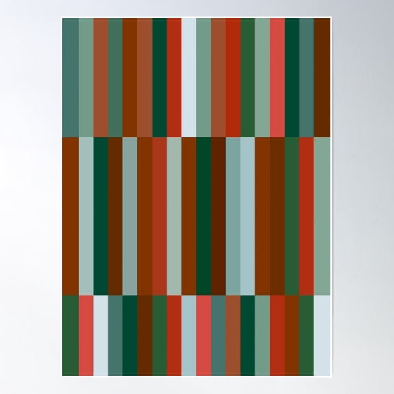 Multi Green And Orange Rainbow Geometric Grid Stripes Pattern Poster Wall Art, Modern Wall Decor For Living Room Bedroom, 8x12 UNFRAMED
