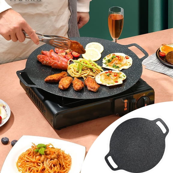 Multi-Griddle Grill Pan, Non-Stick Surface Large Family Size, Electromagnetic Compatible Even Heat Technology, Oil Splash Prevention, Universal Stove Top Use for Indoor Bbq Cooking
