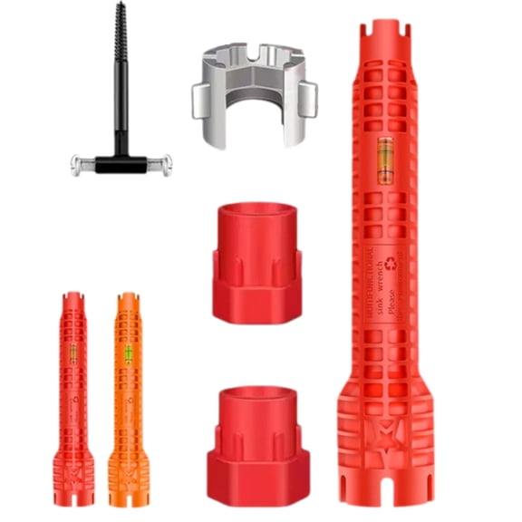 Multi-Grip Comfort Tap Spanner Tool, Anti-Slip Faucet Installation Wrench, Sink Pipe Repair HSpanner, Universal Plumbing Spanner For Kitchen Basin Tap Mounting Bathroom Water Fixture,Red