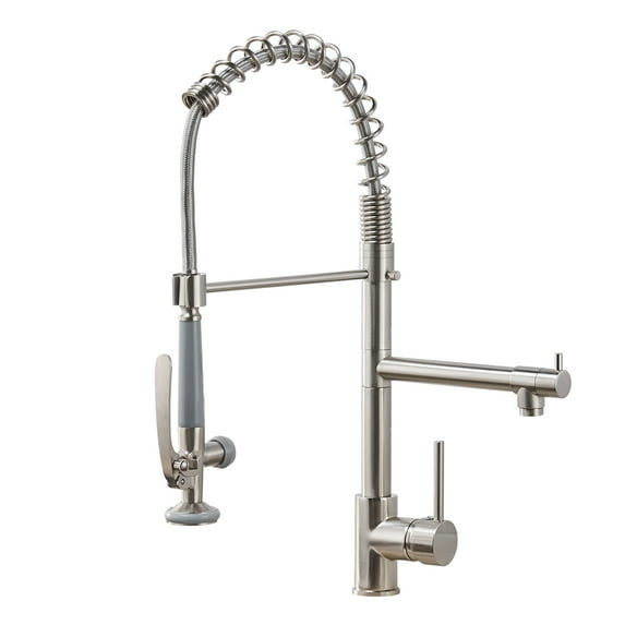 Multi-Handle Spring Neck Pull-Down Kitchen Faucet With Turbospray, Fastmount