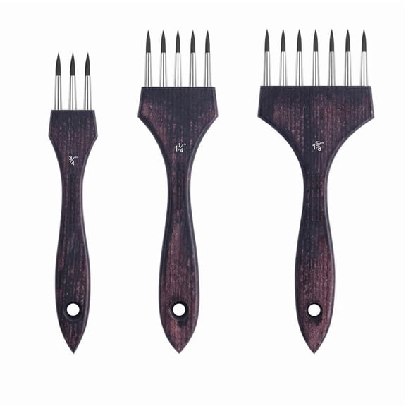 Multi-Head Round Comb Brush Set - 3Pcs Professional Synthetic Brushes, Designed for Textures and Special Effects