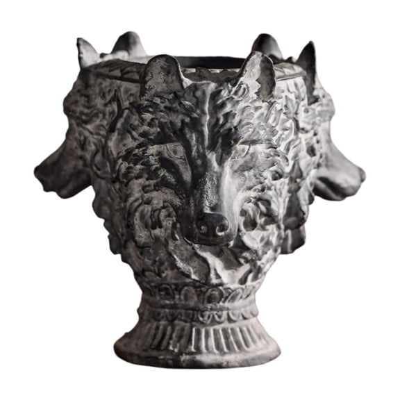 Multi Head Wolf Resin Planter Vase Gothic Halloween Yard Decor Pot Spooky Wolf Bust Flower Container For Patio