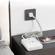 Multi Hole Socket Charging Station 6 AC Outlets with 2 USB and 1 C Port Wireless Induction for Phone Home Travel Convenient Compact 5.2x4.3x1in
