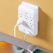 Multi Hole Socket Wall Mounted Charging Socket With 6 AC Outlets 1 USB 1 C Port For Home And Travel Convenient Multifunctional Wireless Charging