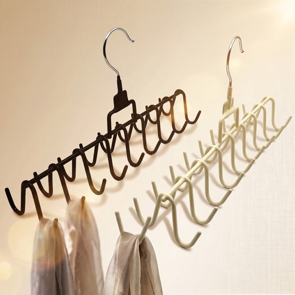 Multi Hook Clothes Organizer 360 Degree Rotatable Storage Rack Space Saving Garment Arrangement Holder Sturdy Household Hanger For Camisole Accessory And Daily Wear Sorting(Beige)