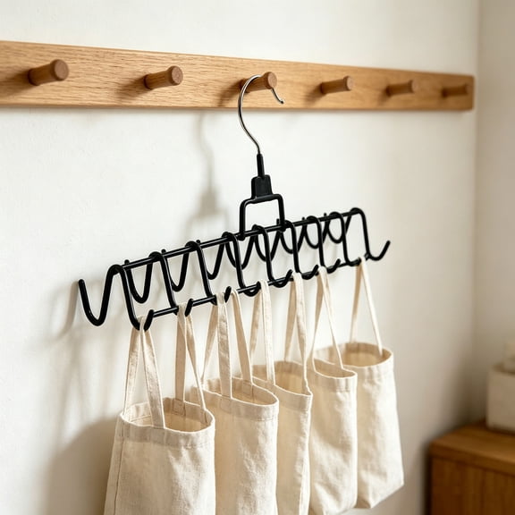 Multi Hook Clothes Organizer 360 Degree Rotatable Storage Rack Space Saving Garment Arrangement Holder Sturdy Household Hanger For Camisole Accessory And Daily Wear Sorting(Black)