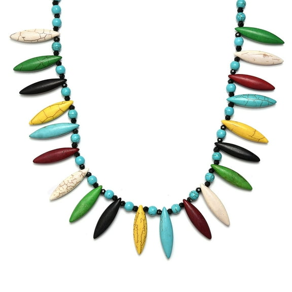 Constituted Multi Howlite and Black Spinel Necklace 20 Inches in Sterling Silver 242 ctw Christmas Gifts