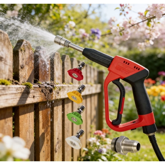 Multi-Interface High Pressure Water Sprayer, 4 Mode Adjustable Garden Hose Nozzle, Electric-Free Power Washer Cleaning Tool for Home Garden Car Patio Driveway