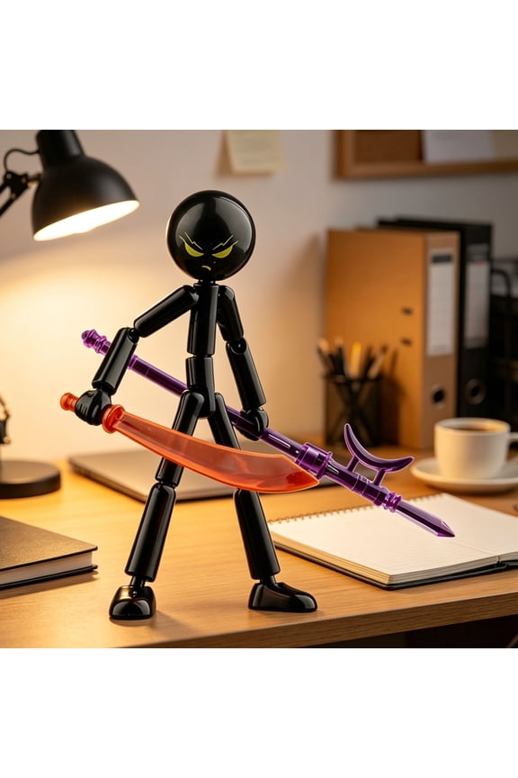 Multi Joint Movable Stick Figure Doll, Assembled Action Figure with 7 Weapons, 7.08 Inch, 1 Figure Set