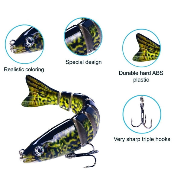 Multi Jointed Fishing Lure 12.8cm Sinking Swimbait Realistic Hard Bait with Hooks for Bass Pike Catfish Saltwater Freshwater Angling Tackle