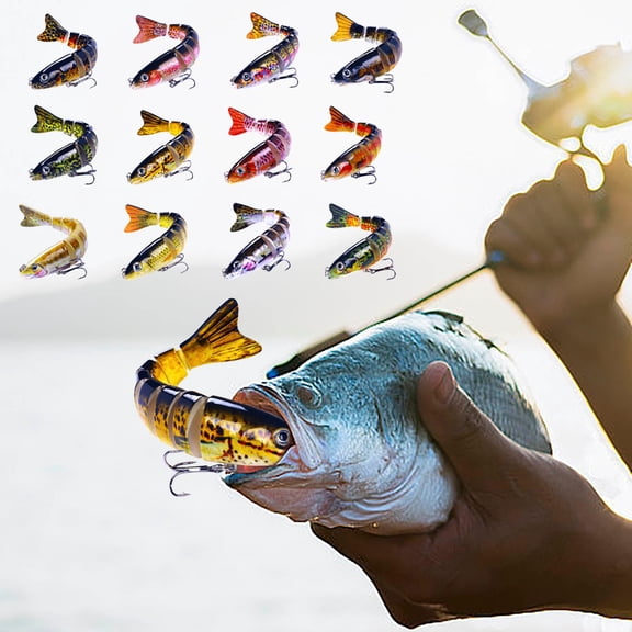 Multi-Jointed Sinking Swimbait, Lifelike Hard Plastic Fishing Lure with Rattle Steel Balls, Durable Paint Saltwater Freshwater Artificial Bait for Bass Pike Catfish