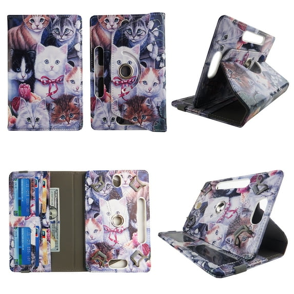 Multi Kitten tablet case 8 inch for Dell Venue Pro 8" 8inch android tablet cases 360 rotating slim folio stand protector pu leather cover travel e-reader cash slots