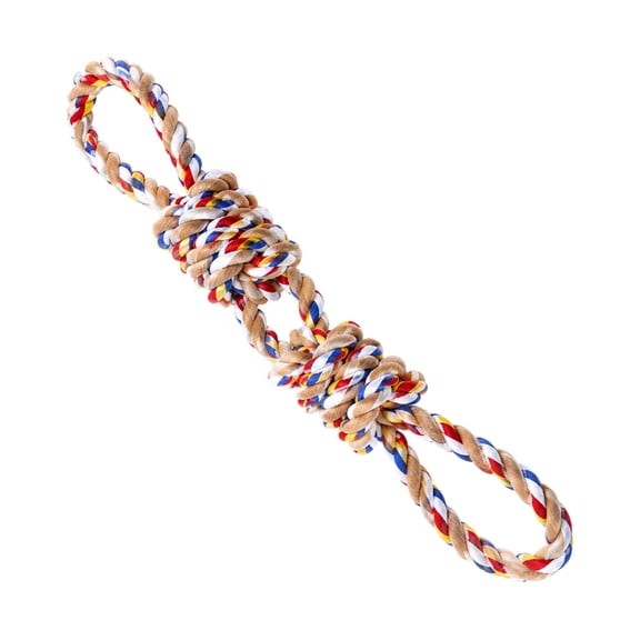 Multi Knot Dual Loop Dog TugOfWar Chew Toy Interactive Pull Play Toy For Dog Teeth Cleaning And Boredom Relief