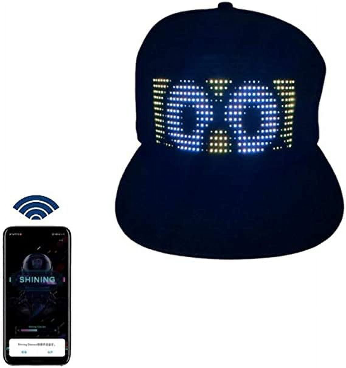 LED Cap, LED Display Screen Smart Hat Bluetooth Adjustable Cool Hat for  Party Club