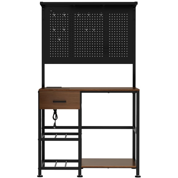 3D Printer Stand with Filament Storage Workstation, Large Printer Shelf with Pegboard and Hooks for Home Studio Garage