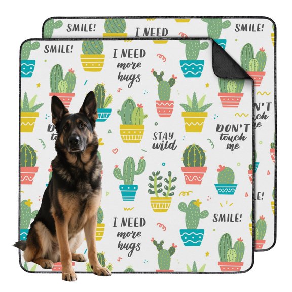 Multi-Layer 48"x48" Reusable Dog Training Pads, Washable Pee Mats with Absorbent Core and Decorative Plant Motifs
