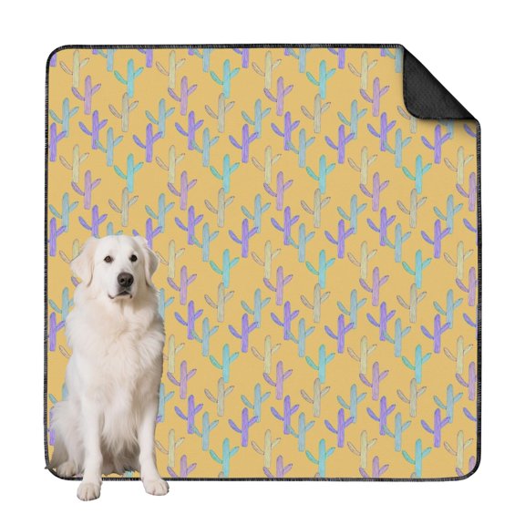 Multi-Layer 72"x72" Reusable Dog Training Pads, Washable Pee Mats with Absorbent Core and Decorative Plant Motifs