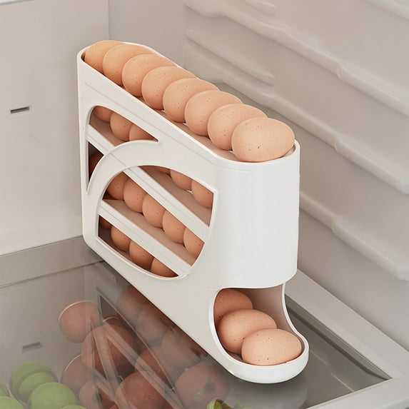 Multi-Layer Automatic Rolling Egg Storage Box - Large Capacity Kitchen Egg Organizer with Side Door, Automatic Replenishment Egg Tray, Space-Saving Fridge Egg Storage Container