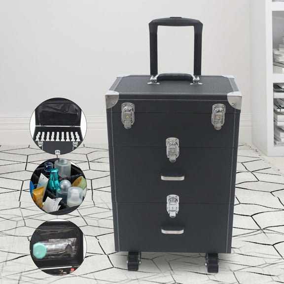 Multi-Layer Cosmetic Case Nail Tattoo Rolling Multi-function Trolley Suitcase