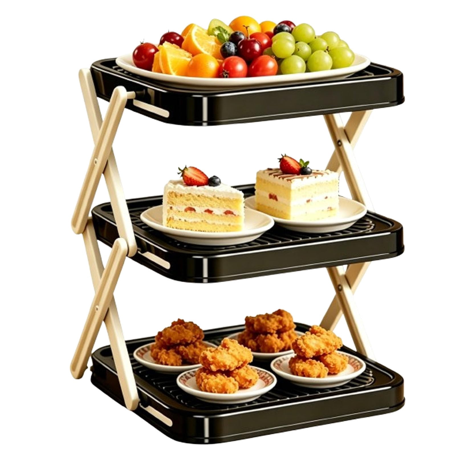 Tabletop Food Rack Multi-Layer Dish & Prep Tray Storage Rack, 3 Tiers Multifunctiona ...