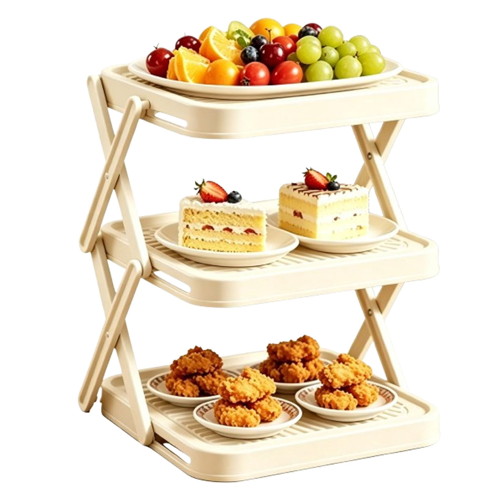 Tabletop Food Rack Multi-Layer Dish & Prep Tray Storage Rack, 3 Tiers Multifunctiona ...