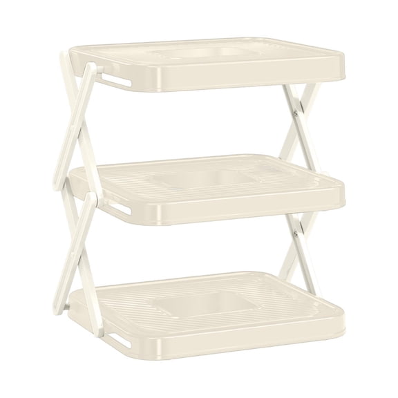 Multi-Layer Dish & Prep Tray Storage Rack, Foldable Food Prep Storage Rack for Cabinet, Vegetable Plate Display Rack Organizer Dish