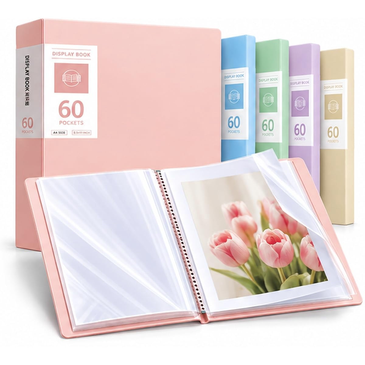 Multi-Layer Display Book File Folder, 60-Pocket Document Organizer with ...