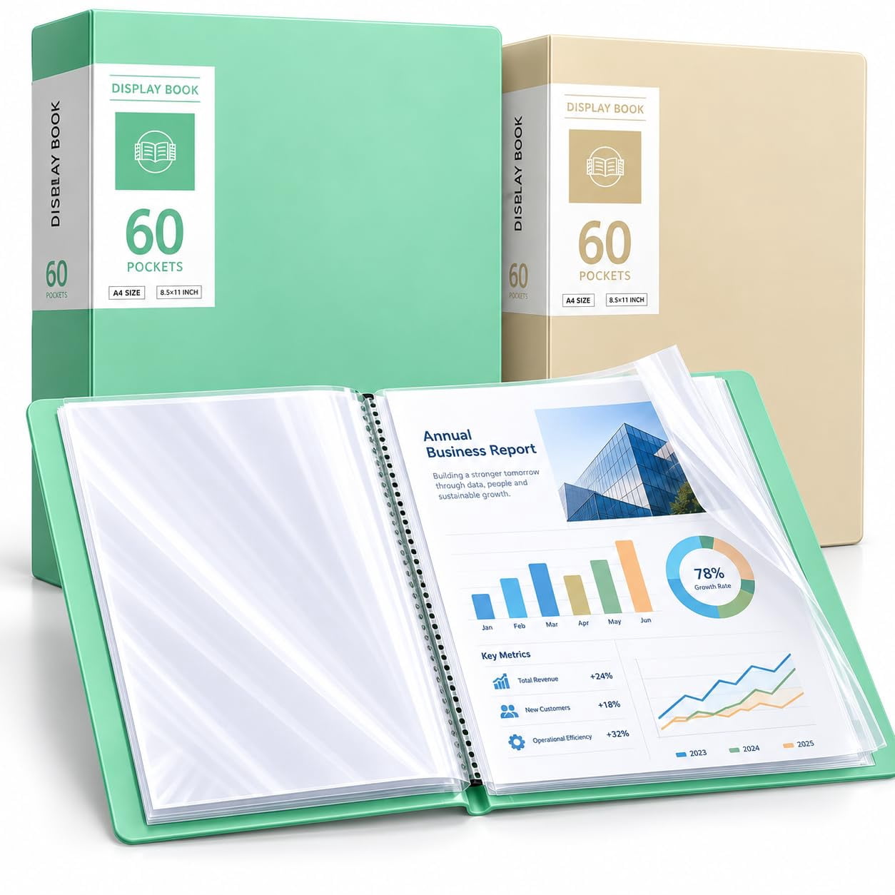 Multi-Layer Display Book File Folder, 60-Pocket Document Organizer with ...