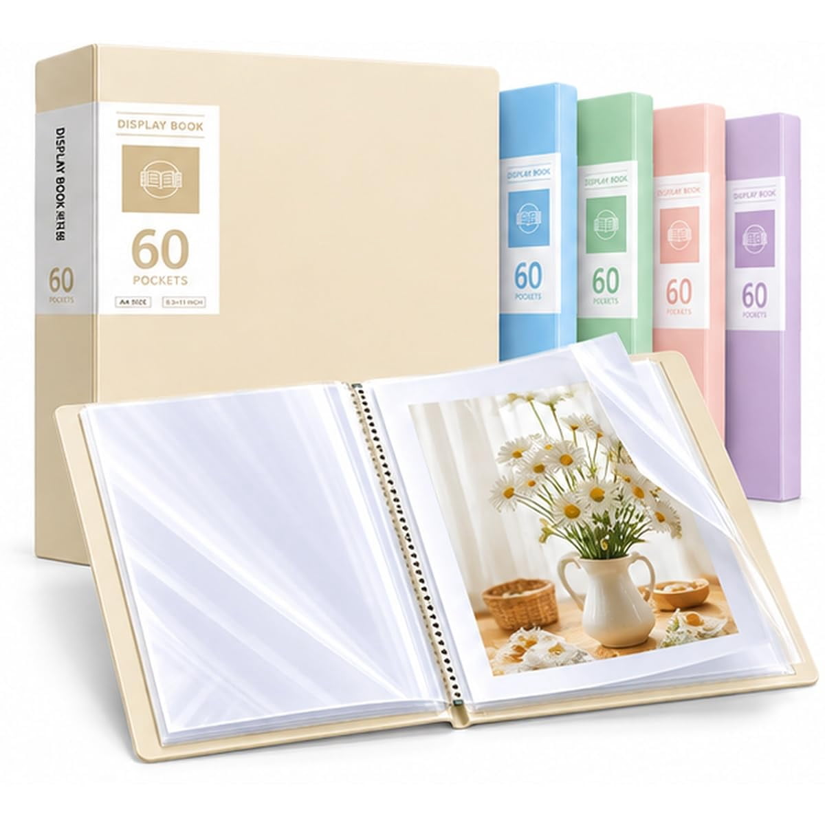 Multi-Layer Display Book File Folder, 60-Pocket Document Organizer with ...