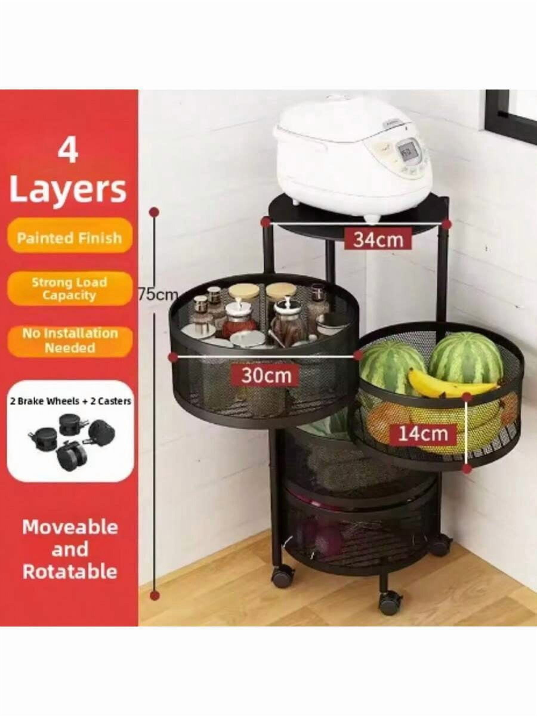 Multi-Layer Floor-Standing Rotating Storage Rack with Wheels, Removable ...
