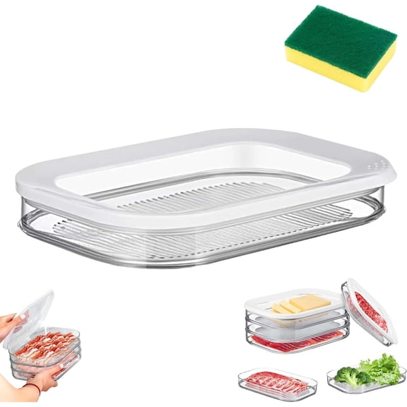 Multi-Layer Food Storage Box with Lid, Stackable Meal Prep Container Set for Fridge, Pantry & Deli Meat, Cheese, Ham Storage, BPA-Free, Easy Clean, Durable Kitchen Organization (1 Layers)