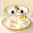 thumbnail image 1 of Multi-Layer Fruit Tray with Flower Design | 2-Tier Snack & Dessert Platter | Plastic Serving Tray with Handles | 1 Piece, 1 of 5