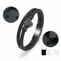 Multi-Layer Heart Cremation Bracelet for Pets Ashes Heart Cremation Bracelet with Magnetic Clasp Beads Cowhide for Men Women