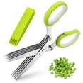thumbnail image 1 of Multi-Layer Herb Scissors - 5-Blade Kitchen Shears For Chopping Vegetables, Stainless Steel Office Paper Shredder Scissors With Green Cover, For Home, Office, Cooking, Crafts, 1 of 5