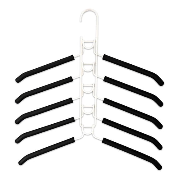 Multi-Layer Magic Clothes Hanger, 5-in-1 Space Saving Pants Rack & Wardrobe Organizer, Foam Padded Hangers for Trousers, Scarves & Ties, Foldable Closet Storage Solution