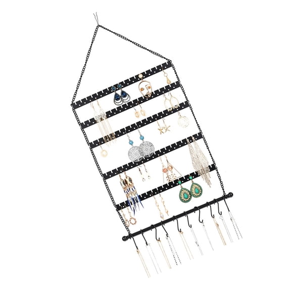 Multi Layer Metal Jewelry Holder With Curved Shape For Hanging Earrings Chains And Pendants Wall Mount Storage Unit
