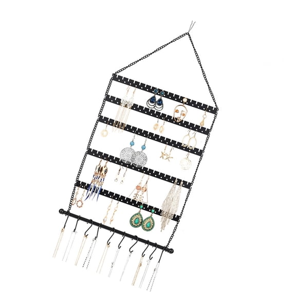 Multi Layer Metal Jewelry Holder With Curved Shape For Hanging Earrings Chains And Pendants Wall Mount Storage Unit