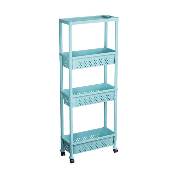 Multi-Layer Movable Plastic Storage Rack - Large Capacity Rolling Storage Organizer for Living Room, Bedroom, Kitchen, and Bathroom - Durable ABS Material with Guardrails and Wheels