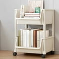 thumbnail image 1 of Multi-Layer Movable Plastic Storage Rack with Wheels, U-Shaped Opening & Front-Open Design with Raised Guardrail, Large Capacity Layered Organizer Cart with Hooks White, 1 of 6