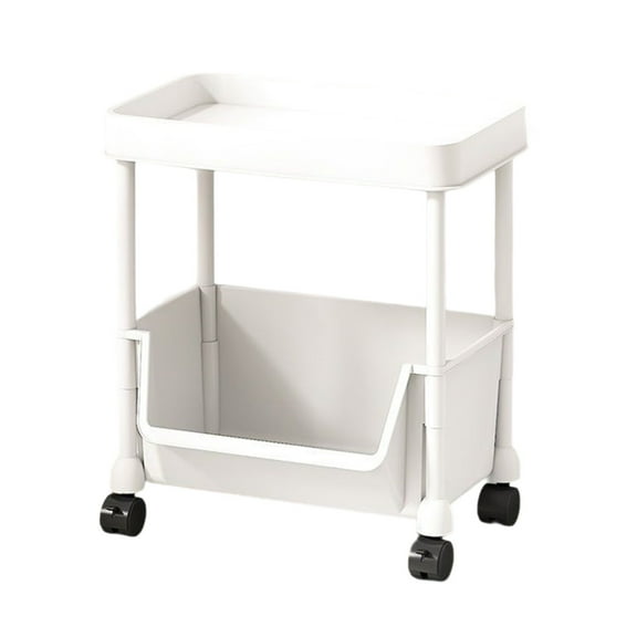 Multi-Layer Movable Storage Rack with Wheels | Large Capacity Plastic Organizer Shelf for Living Room, Kitchen, Bathroom & Bedroom | White | 30x20x89.5cm