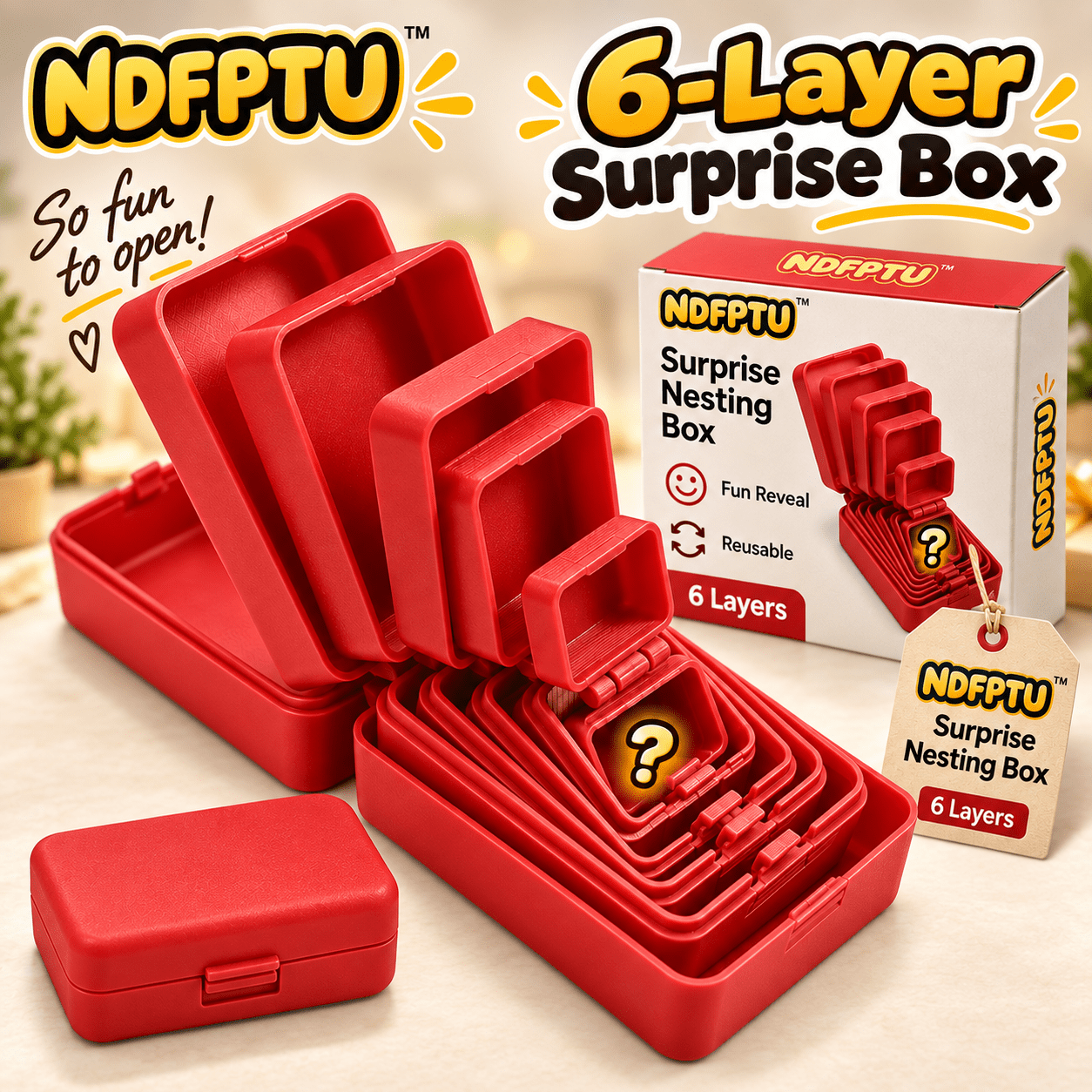 Multi Layer Nesting Surprise Gift Box Reusable Hinged Box Inside a Box ...