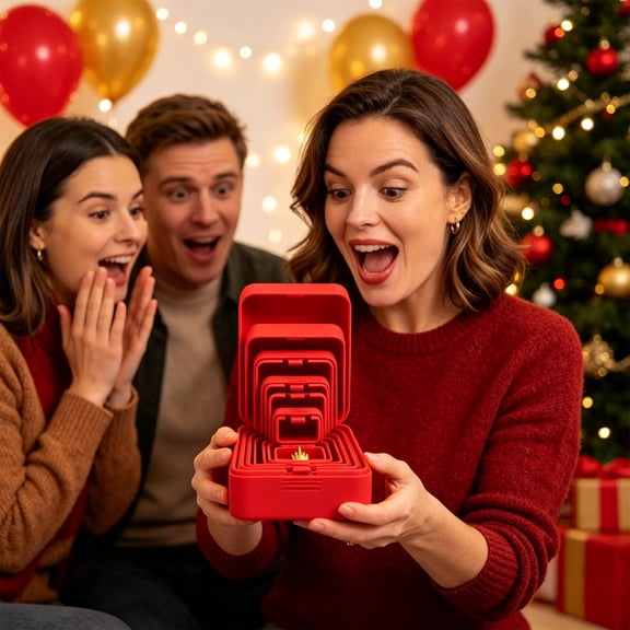 MultiLayer Nesting Surprise Novelty Gift Box, Funny BoxInsideBox Gag Prank Container for Holiday, Birthday & Party Fun