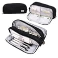 thumbnail image 1 of Multi-Layer Oxford Cloth Pencil Pouch, Aesthetic High Capacity Stationery Organizer with Secure Elastic Loops and Durable Zippers Black, 1 of 4
