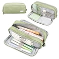 thumbnail image 1 of Multi-Layer Oxford Cloth Pencil Pouch, Aesthetic High Capacity Stationery Organizer with Secure Elastic Loops and Durable Zippers Green, 1 of 4