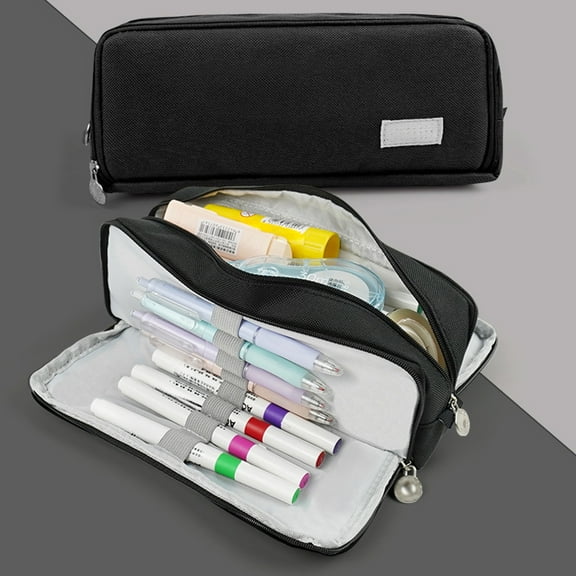 Multi Layer Pen Bag, Zipper Stationery Organizer, Large Capacity Durable Oxford Cloth Storage Pouch for Pens Makeup Brushes Small Tools, Wear Resistant Easy To Clean