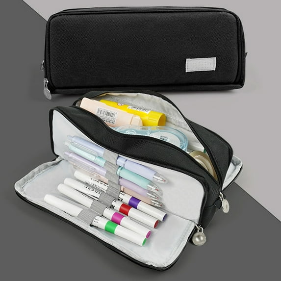 Multi Layer Pen Bag, Zipper Stationery Organizer, Large Capacity Durable Oxford Cloth Storage Pouch for Pens Makeup Brushes Small Tools, Wear Resistant Easy To Clean